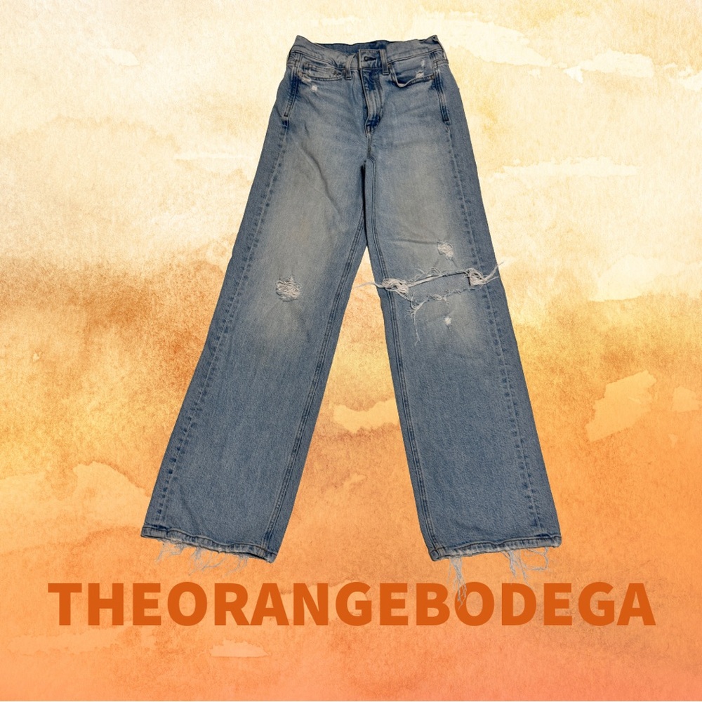 AYR The Secret Sauce Heirloom Wash Distressed Jeans size 26 Short Wide Leg